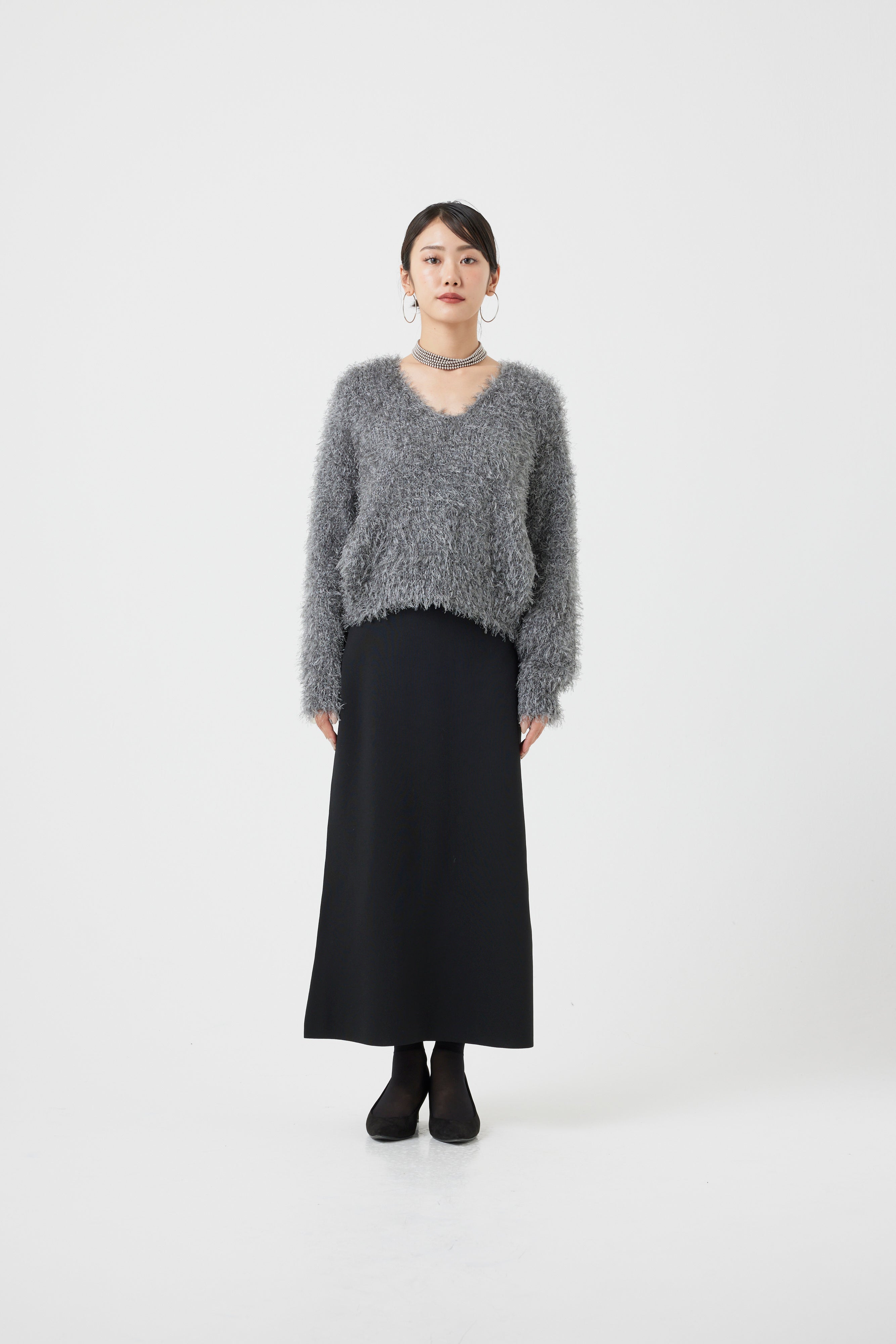 シャギーVネックニットトップス(6255-388.6262-483)