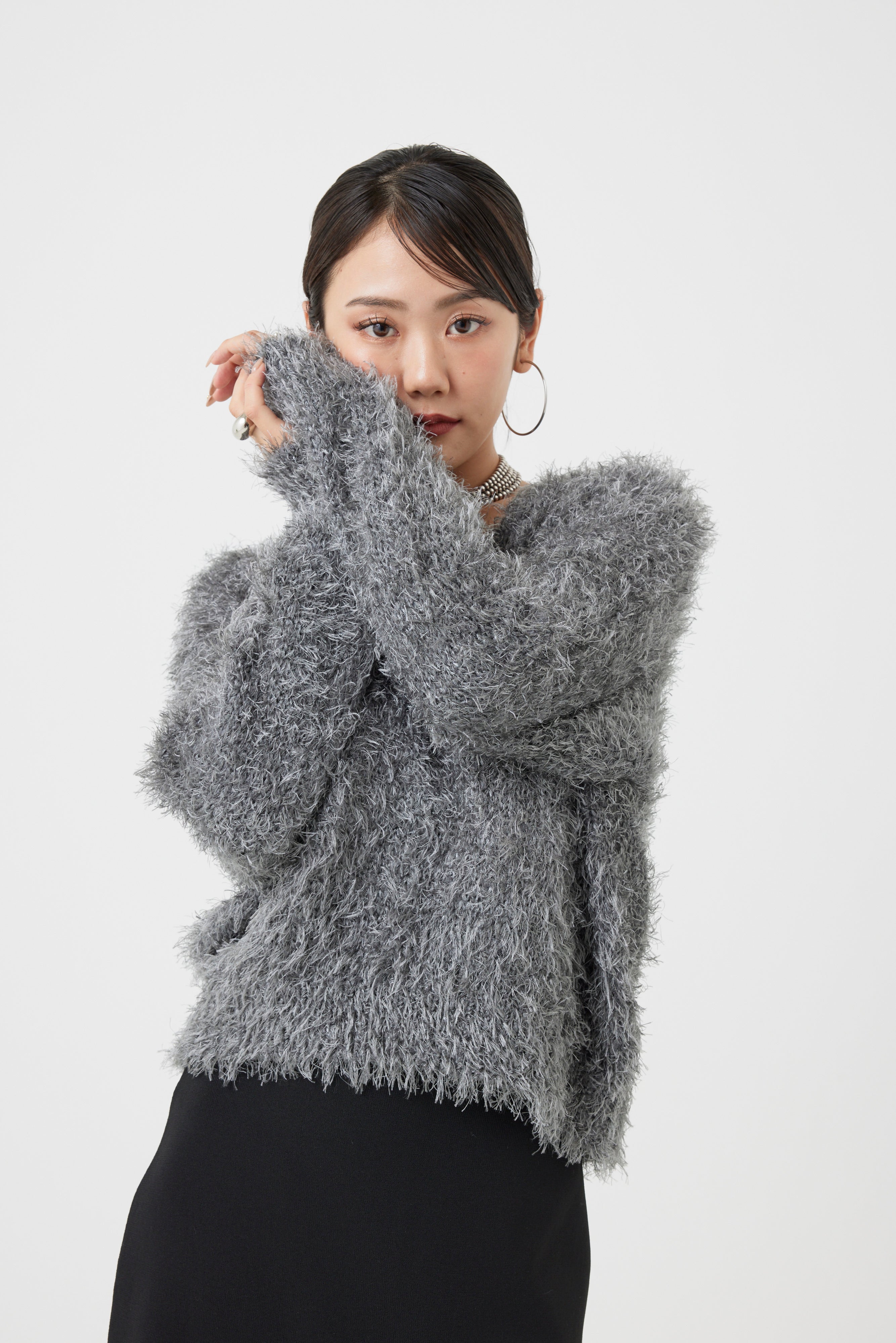 シャギーVネックニットトップス(6255-388.6262-483)