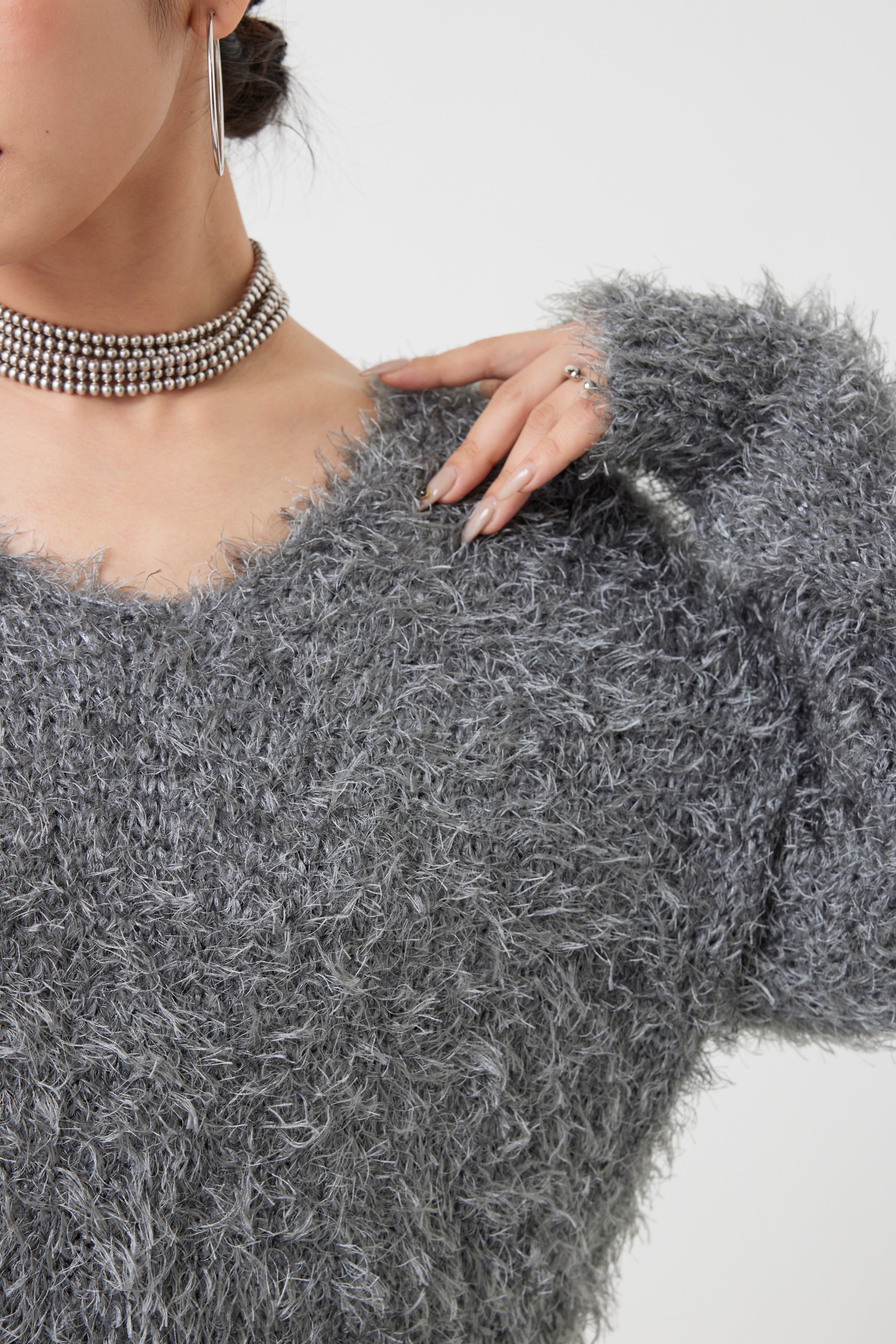 シャギーVネックニットトップス(6255-388.6262-483)