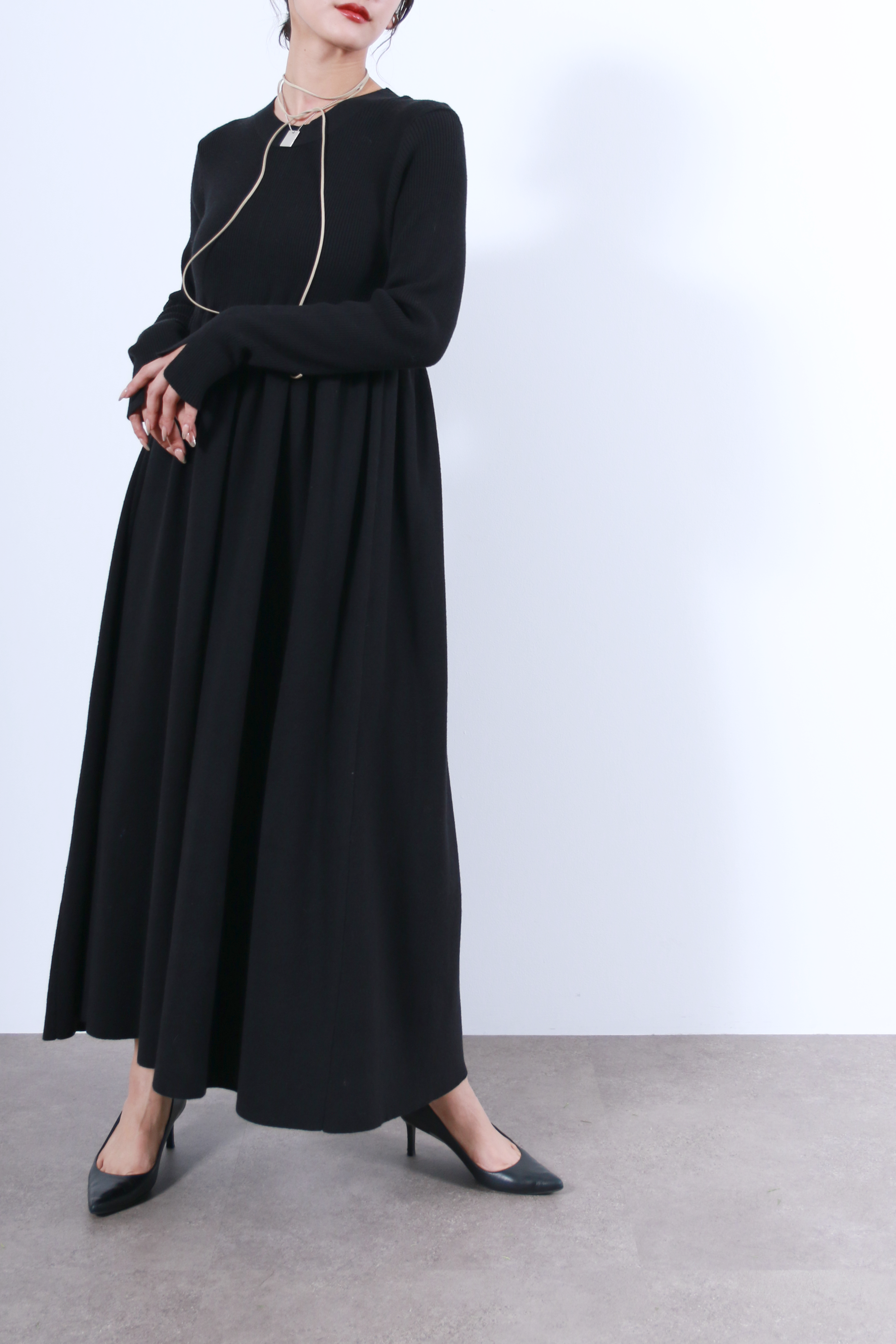 リブニットフレアーワンピース(6263-508)