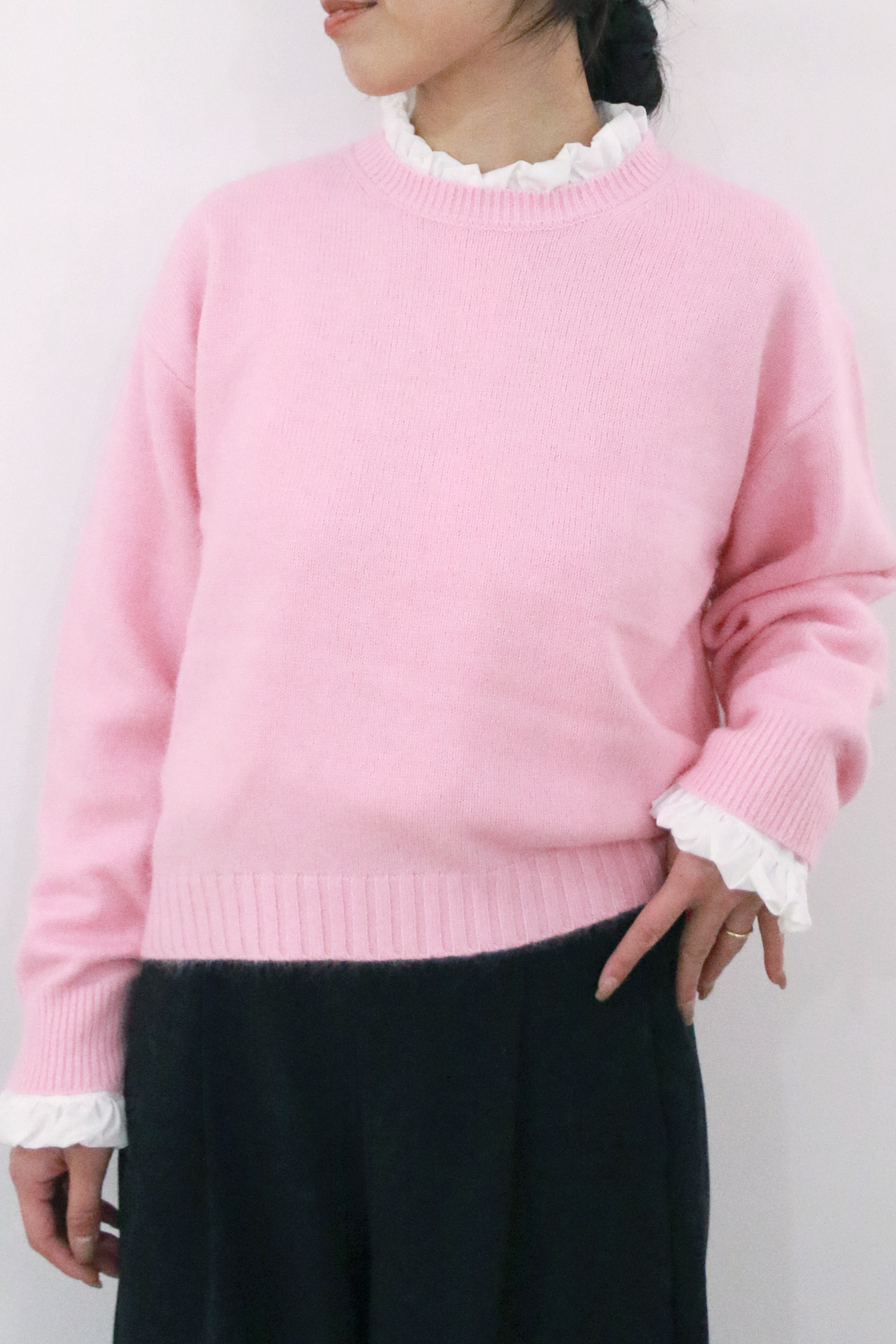 ラクーン混ベーシックプルオーバーニットトップス(6263-531)