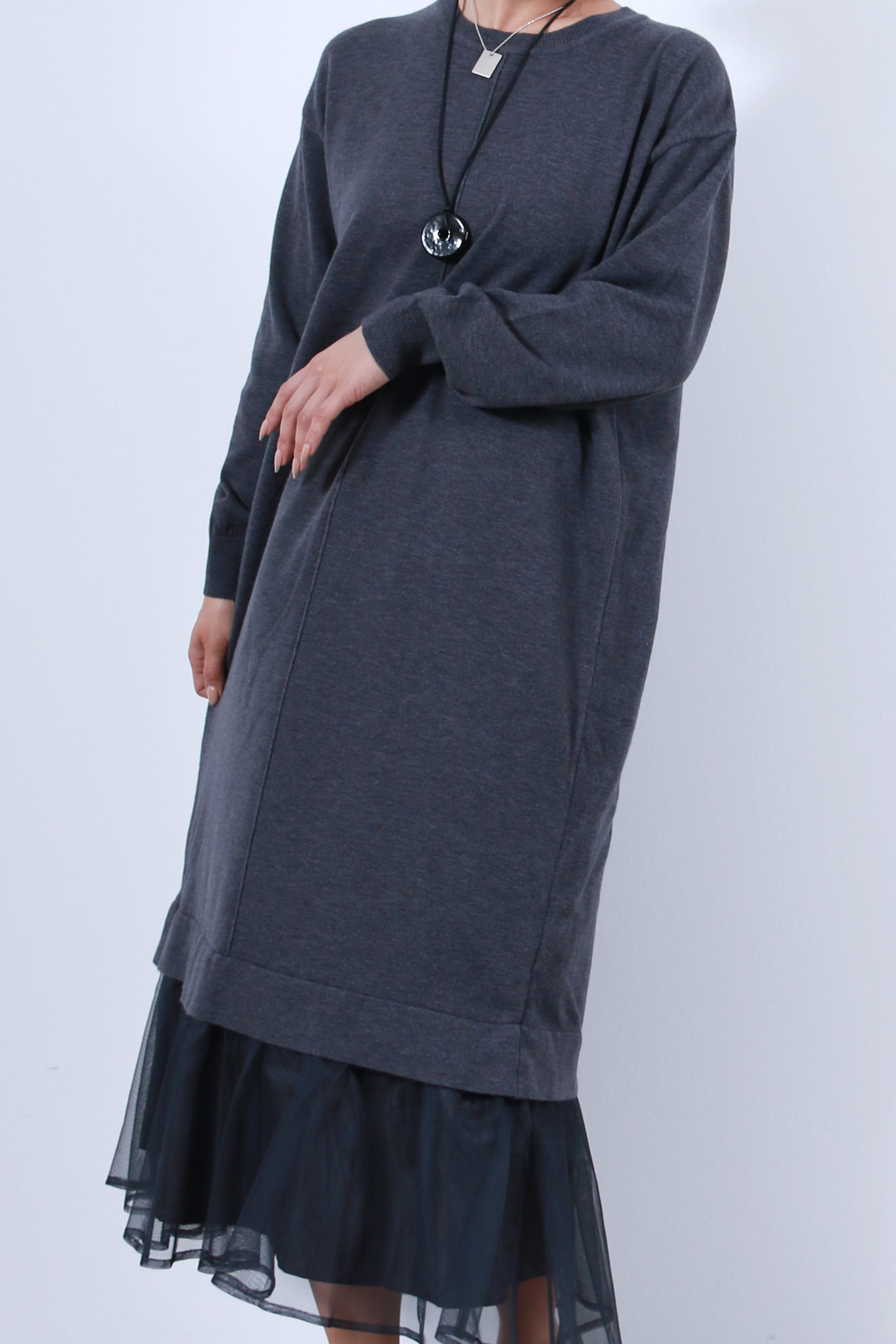 裾チュールニットワンピース(6263-510)