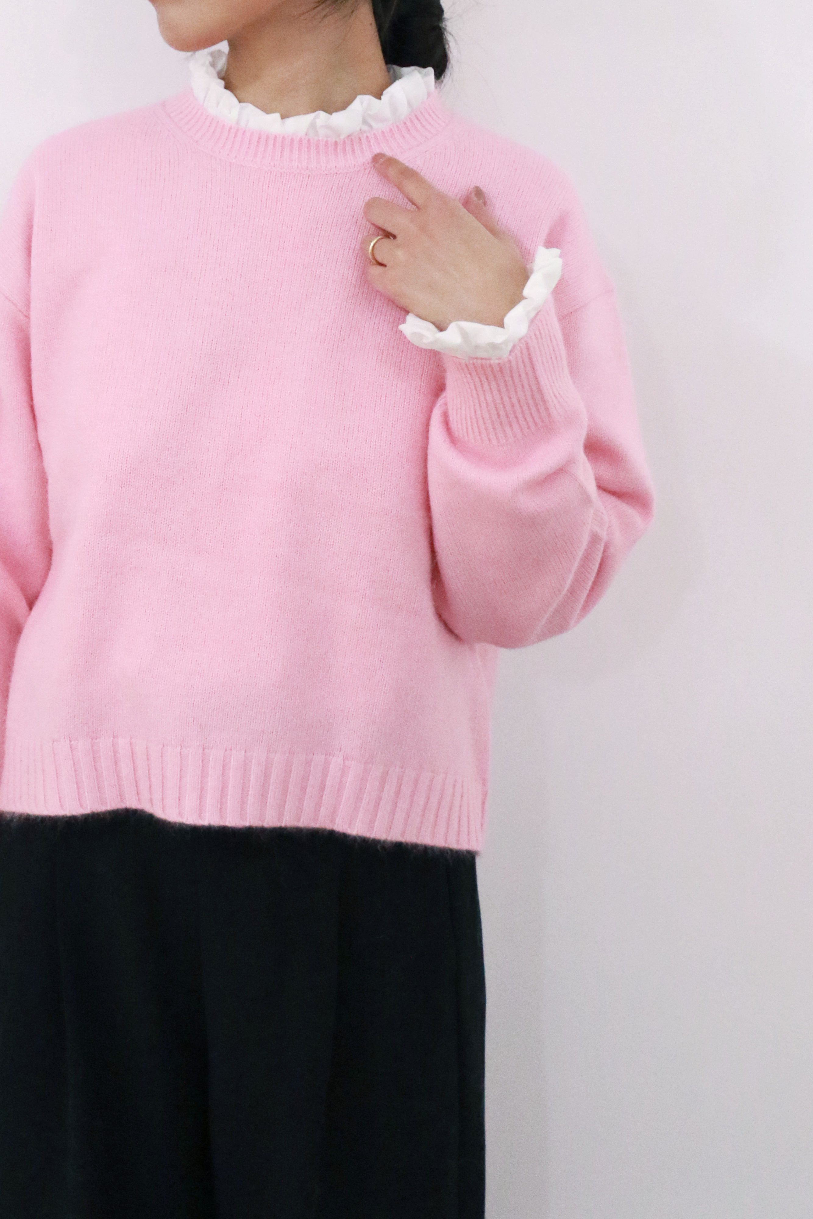 ラクーン混ベーシックプルオーバーニットトップス(6263-531)