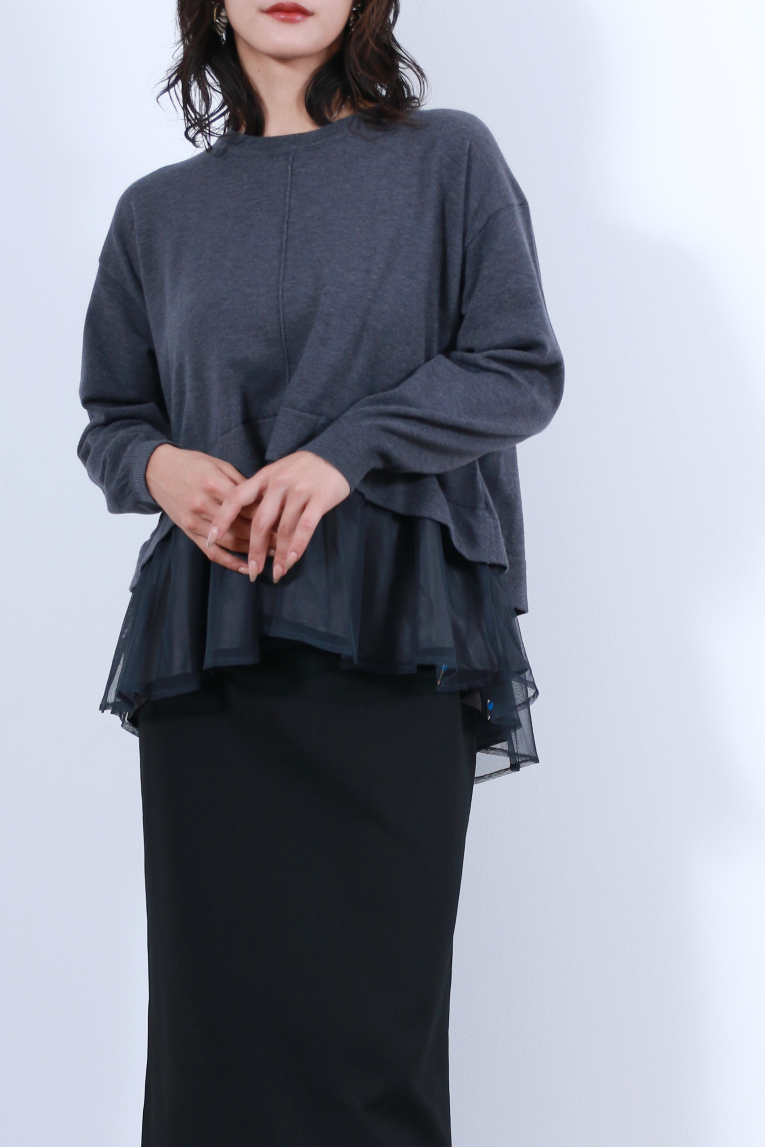 裾チュールニットトップス(6263-509)