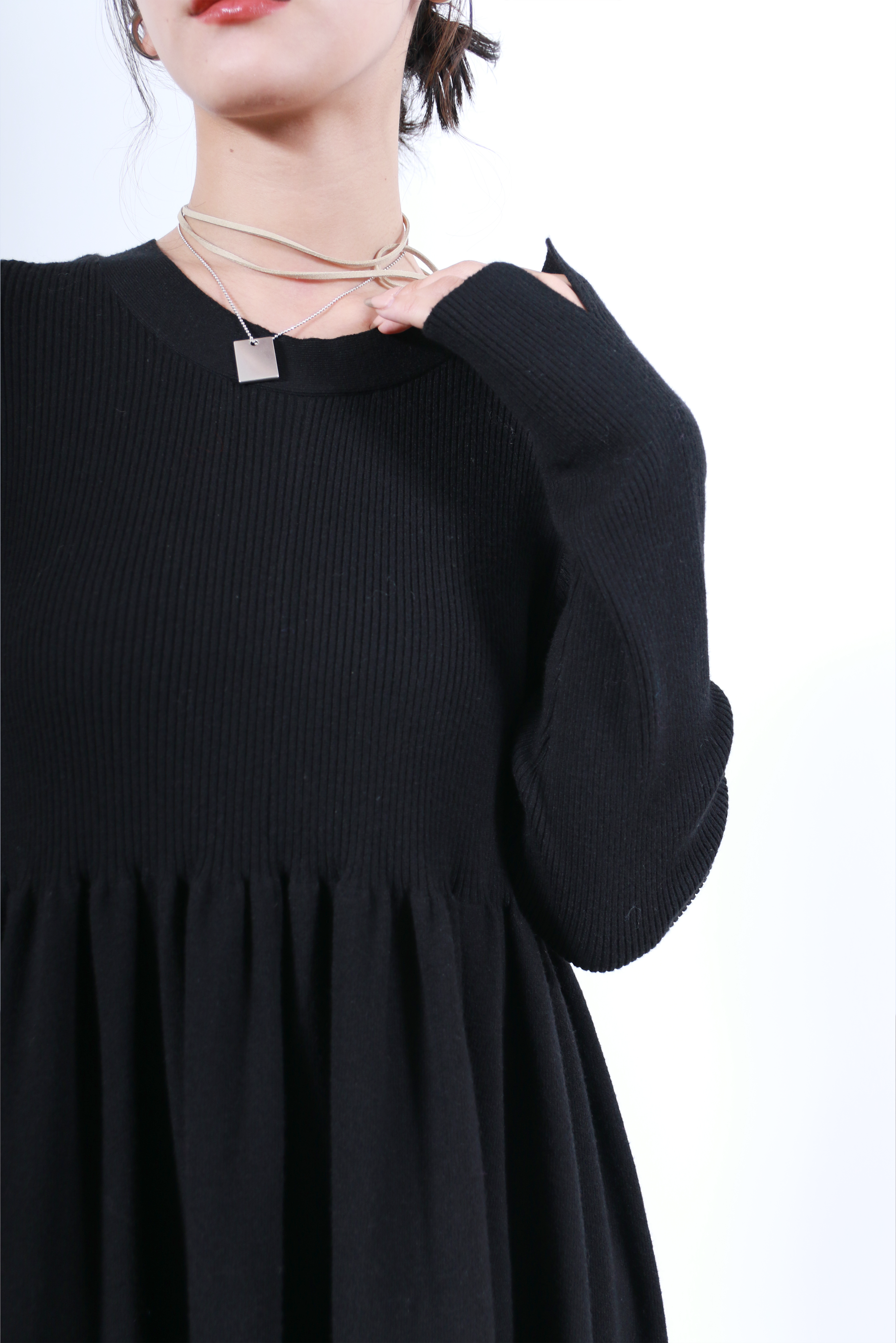 リブニットフレアーワンピース(6263-508)