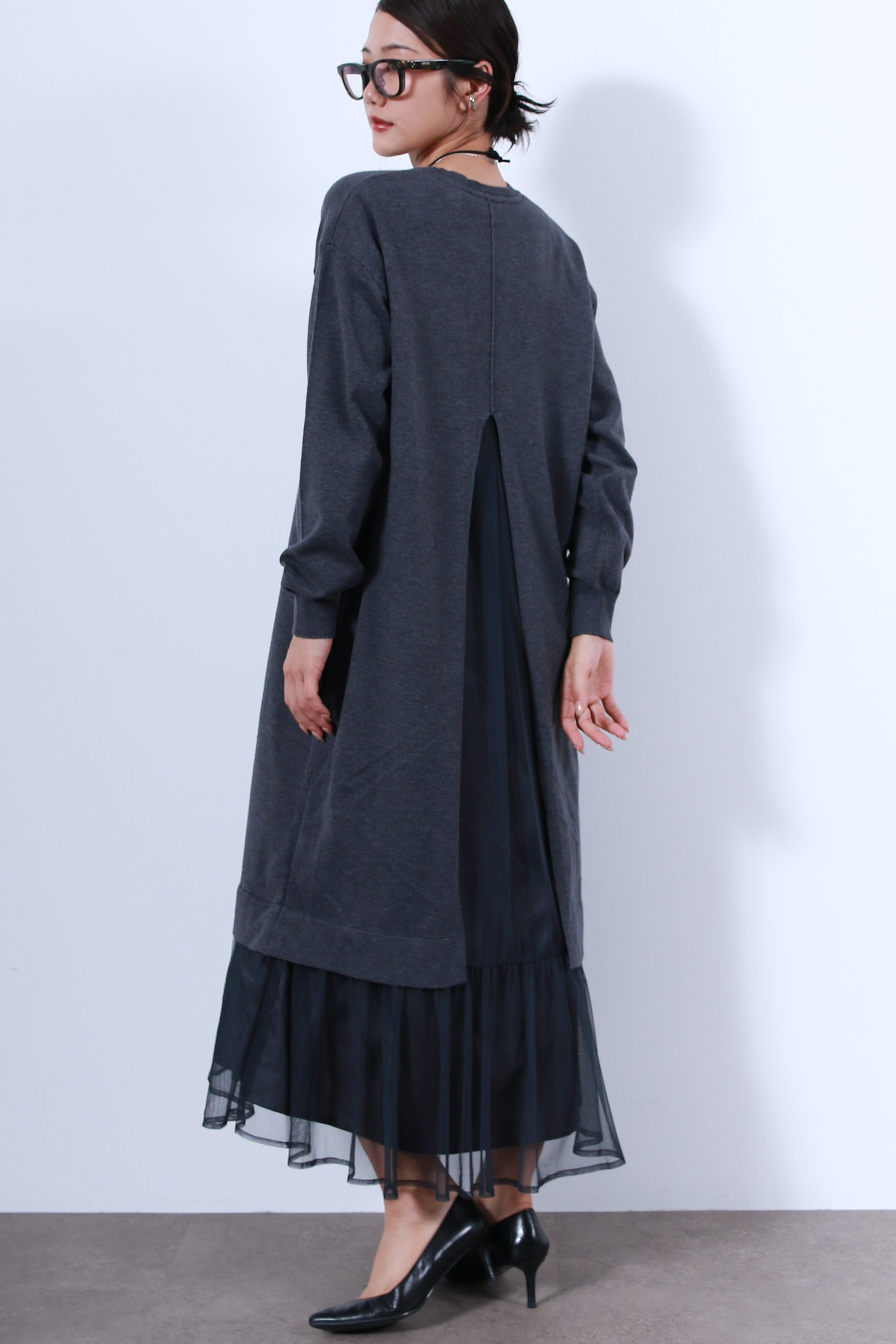 裾チュールニットワンピース(6263-510)
