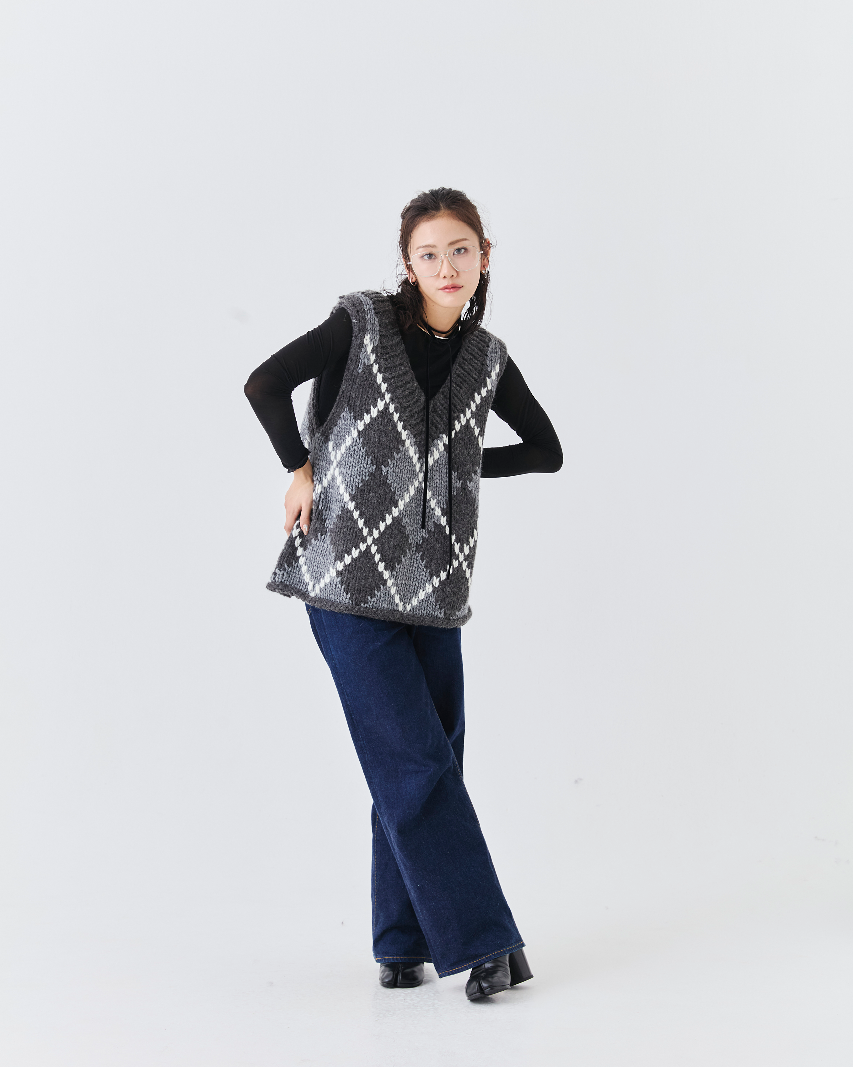 ハンドメイドカウチンニットベスト(6262-468)