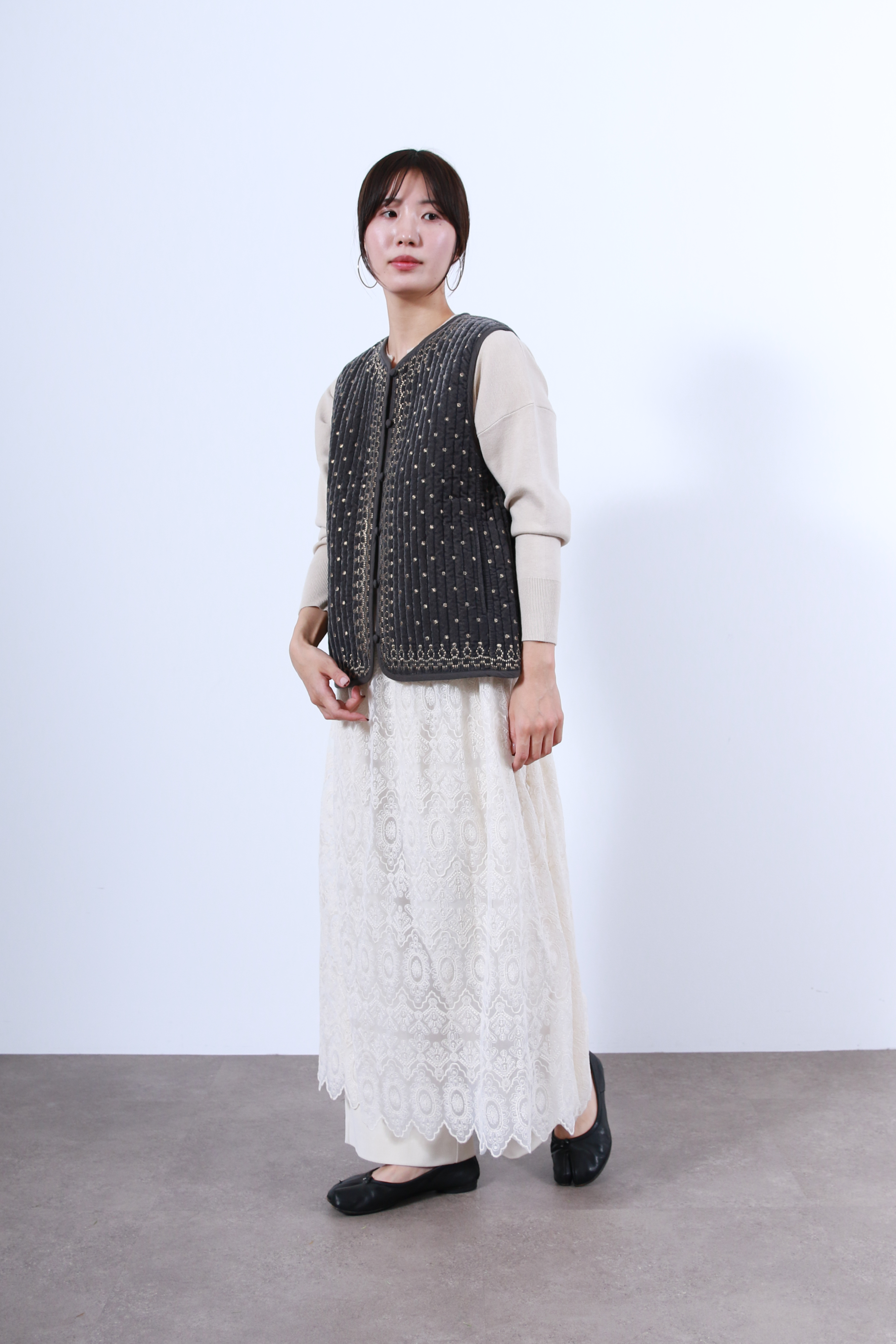 ヴィンテージ調オリジナル刺繍ベスト(6261-355)