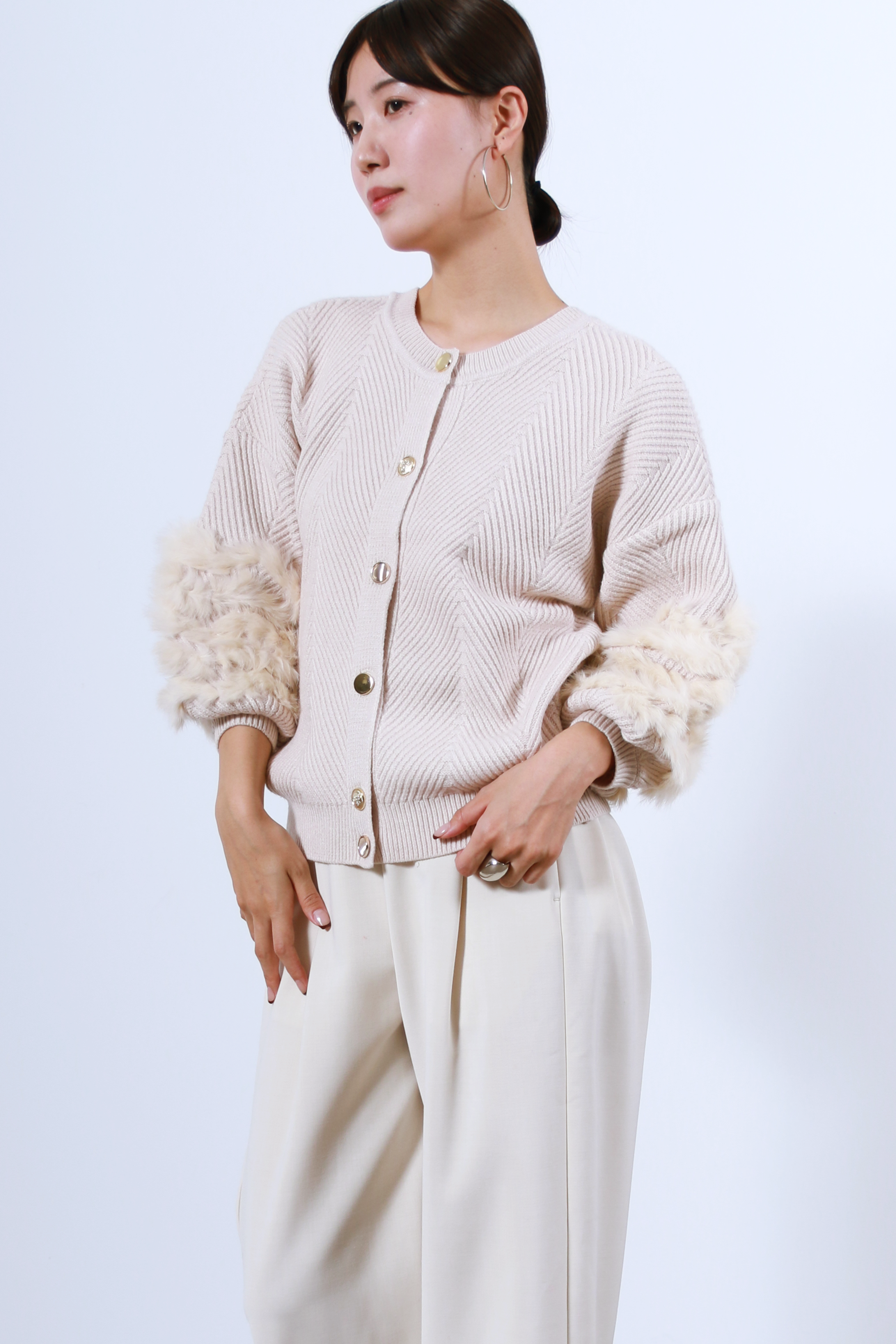 ラビットファー２WAYニットカーディガン(6262-467)