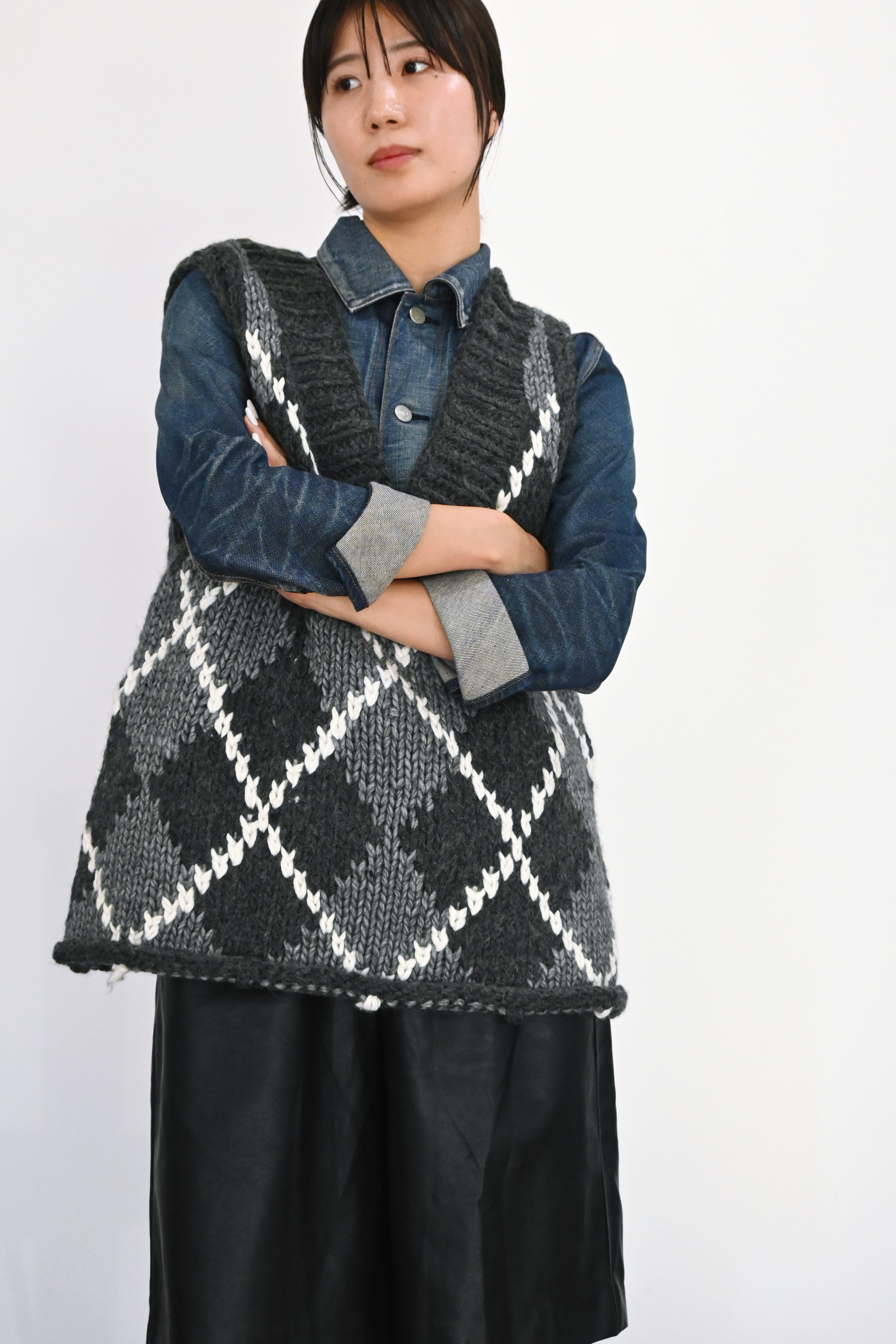 ハンドメイドカウチンニットベスト(6262-468)