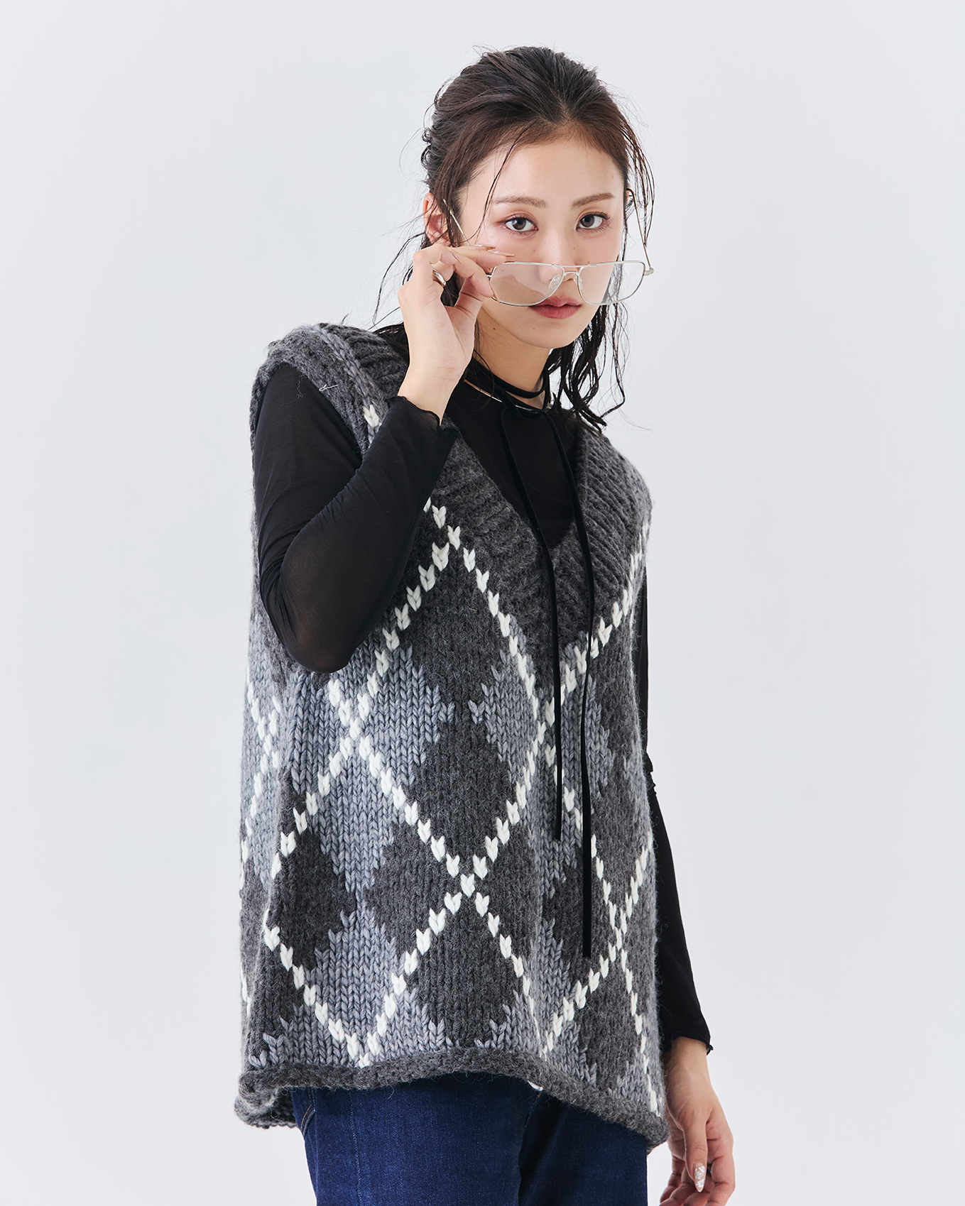 ハンドメイドカウチンニットベスト(6262-468)