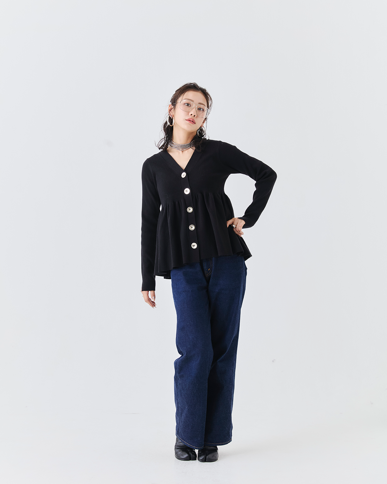 リブニットフレアカーディガン(6263-506)