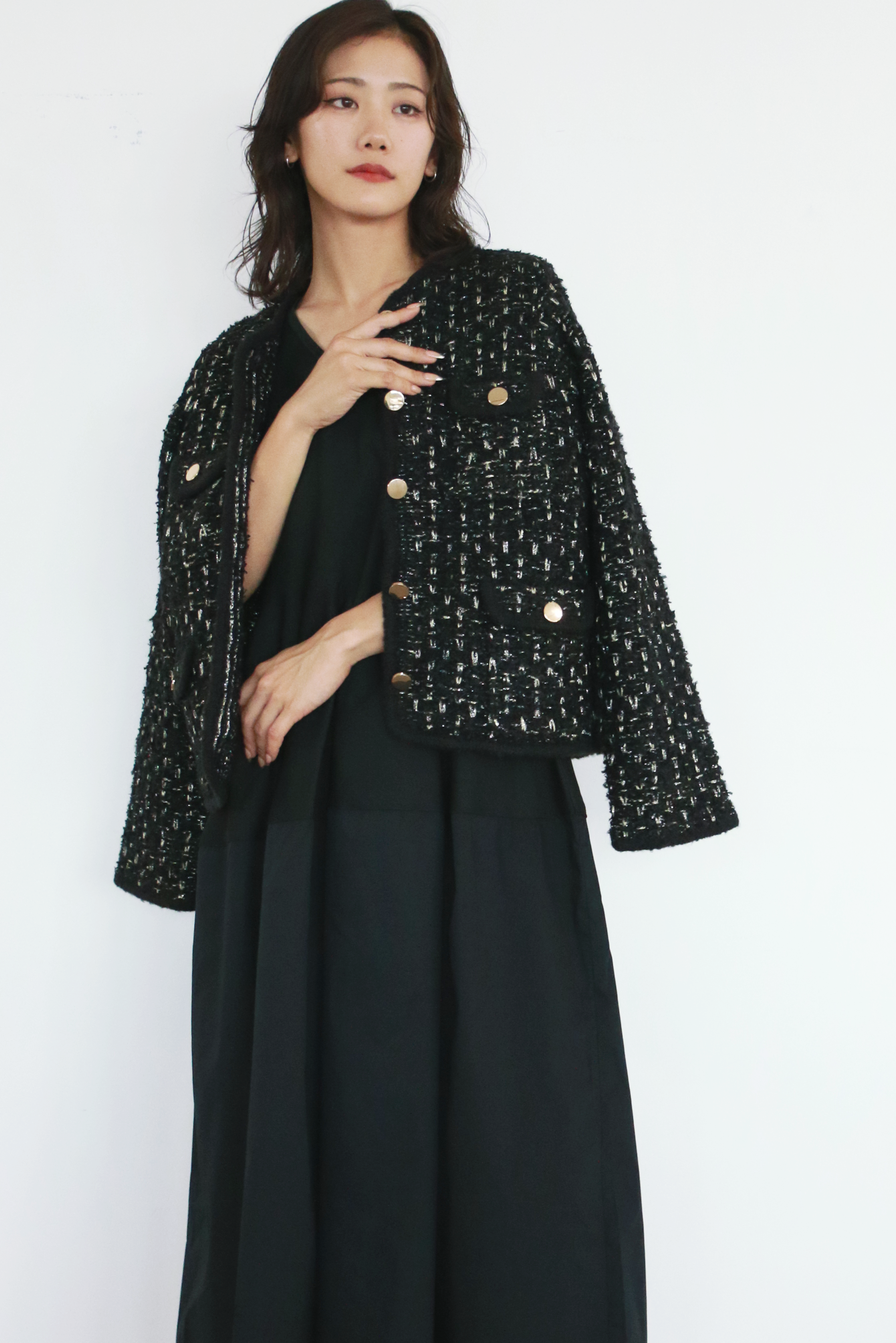 フレンチスリーブニットハイブリッドワンピース(6260-389)