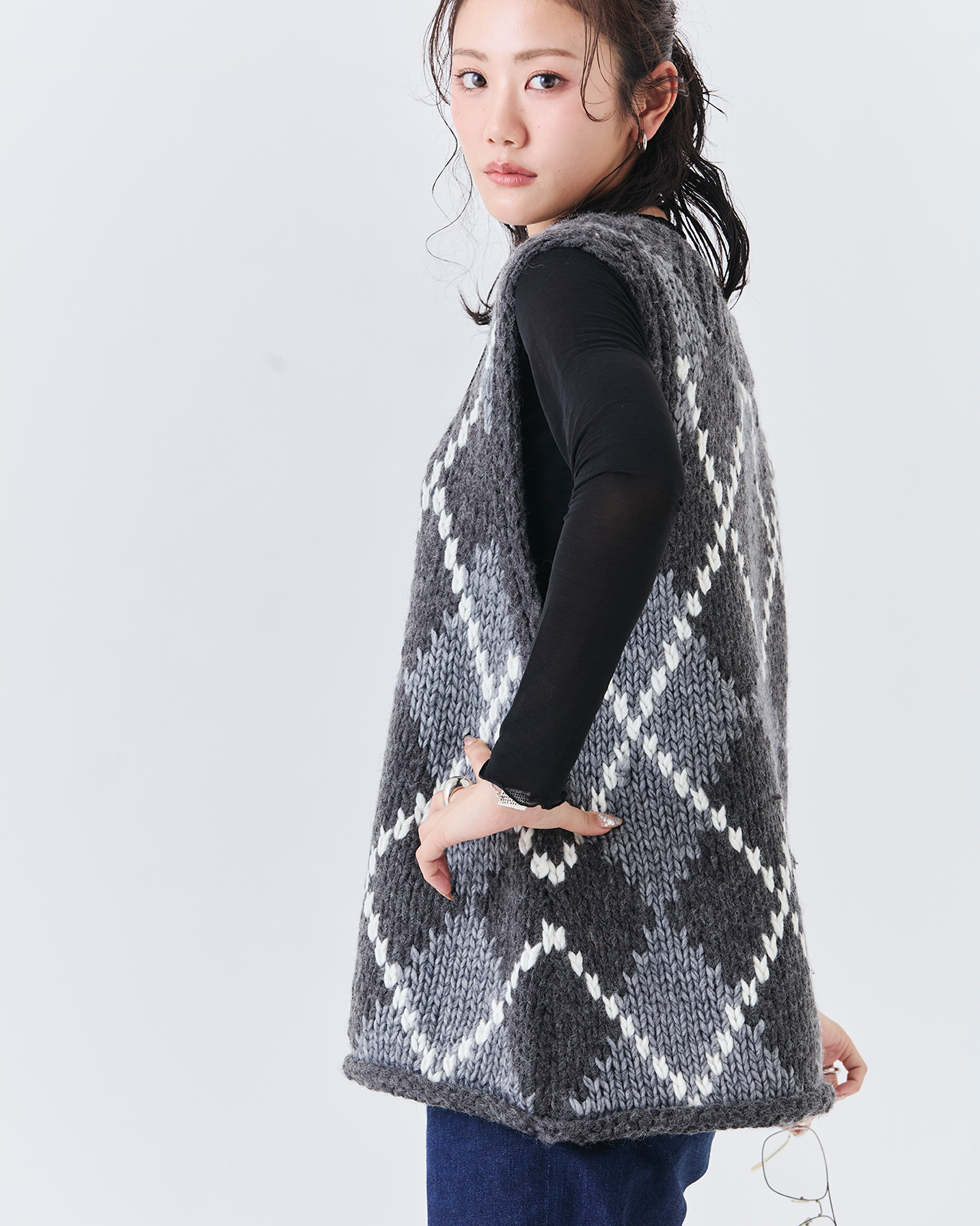 ハンドメイドカウチンニットベスト(6262-468)