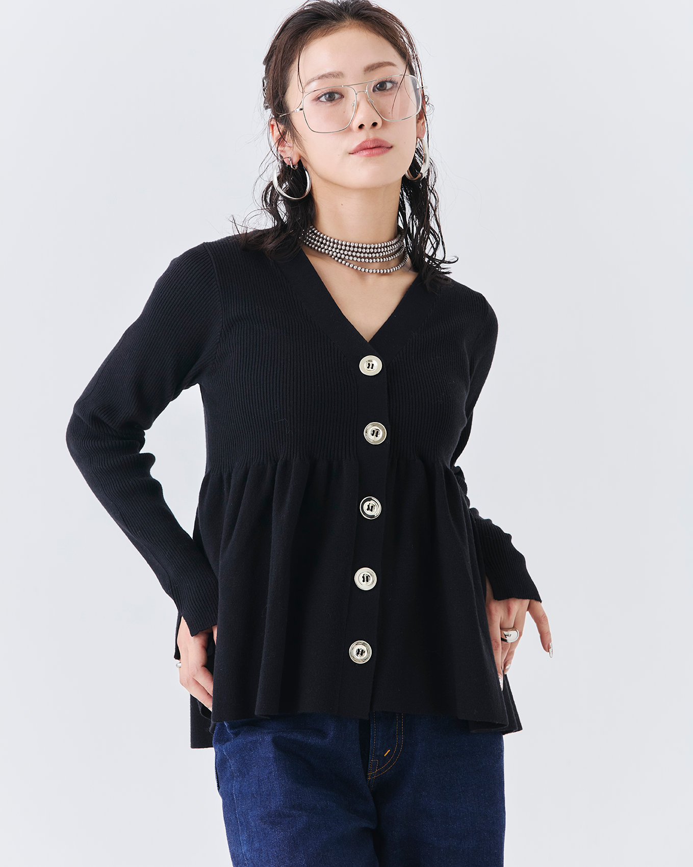 リブニットフレアカーディガン(6263-506)