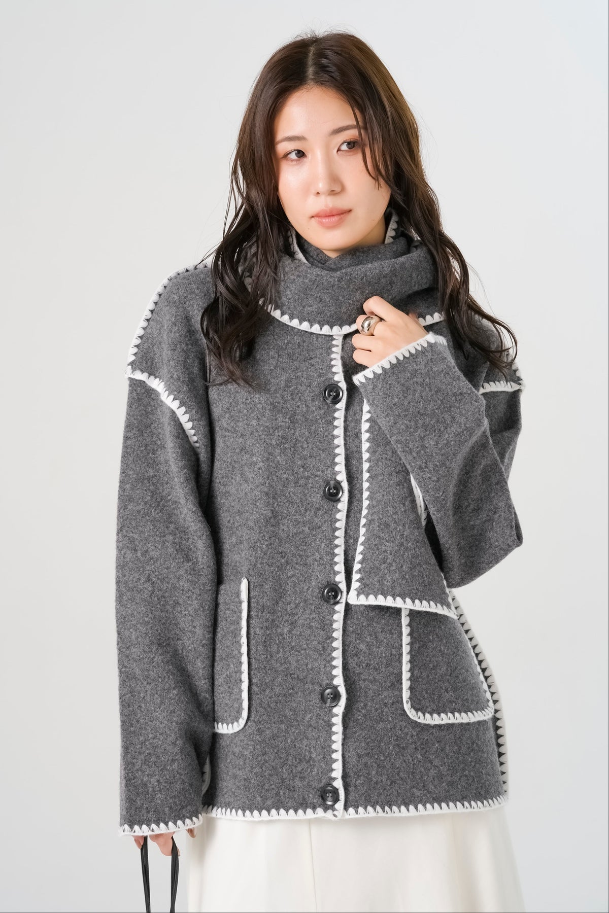 ブランケットステッチニットコート(6268-471)