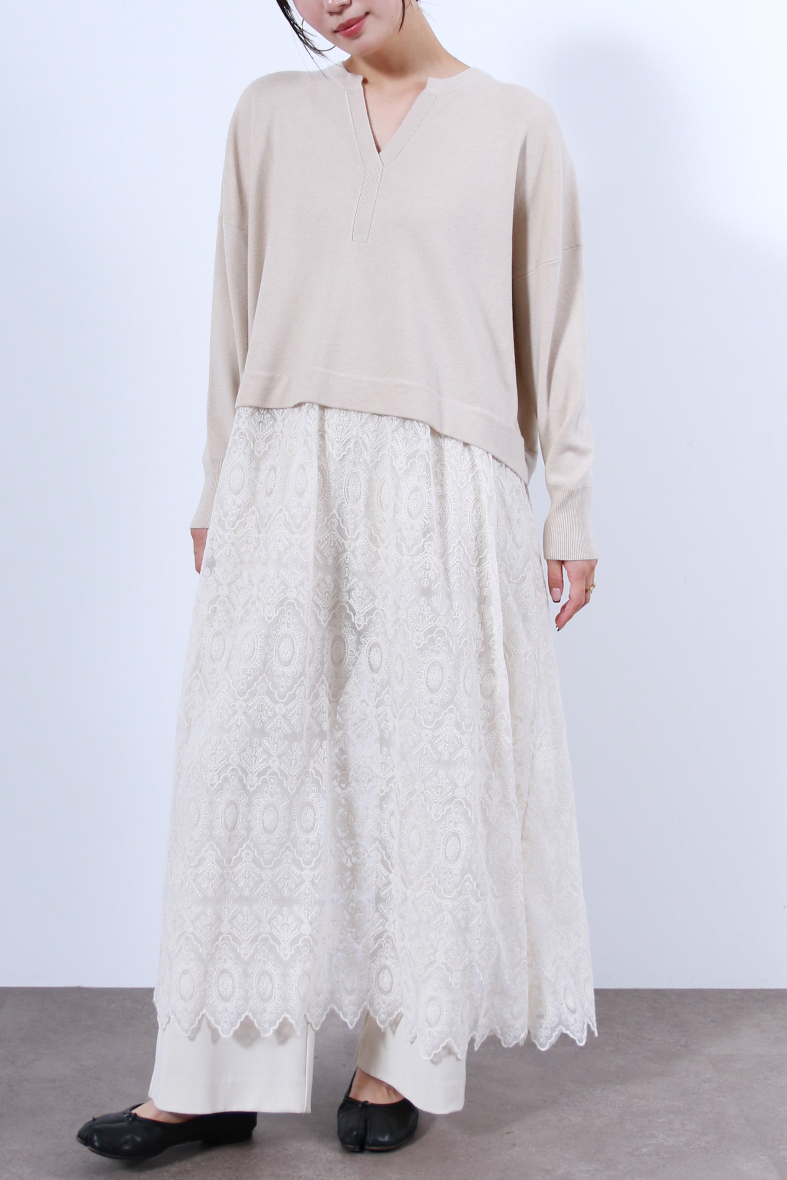 ニット×レースワンピース(6263-512)