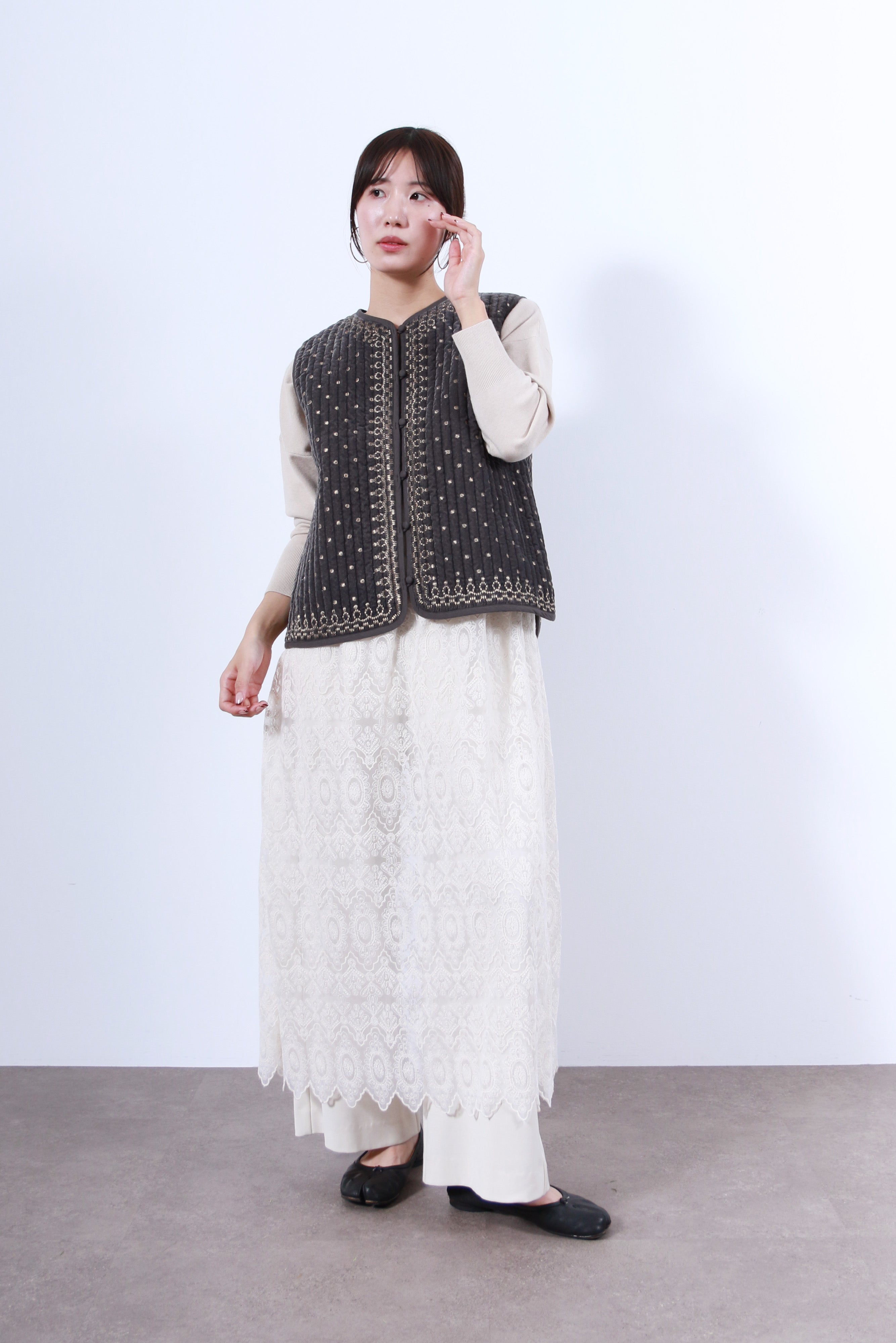 ニット×レースワンピース(6263-512)